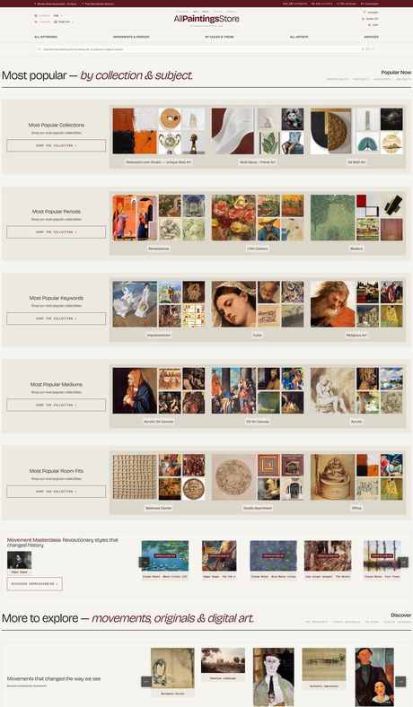 AllPaintingsStore homepage